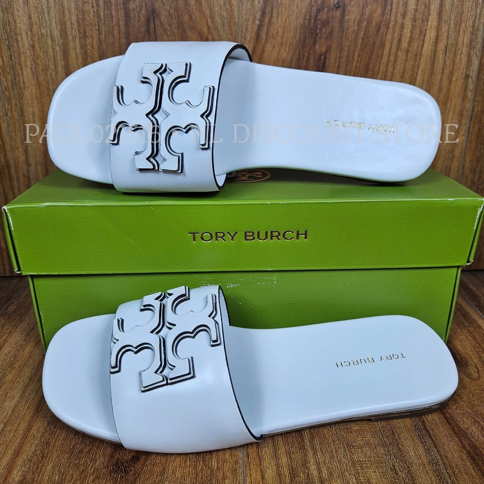 TORY BURCH Women's Ines Flat Slide Goat Leather ~ Gardenia 109