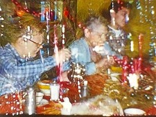 DOUBLE EXPOSED 8mm Film 1956 Christmas Dinner 1950s Home Movie Tree Parents Kids