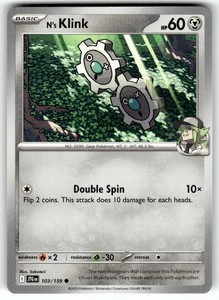 Pokemon SV09 Journey Together Card N's Klink 103/159