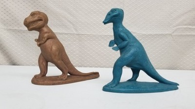 2-1964-65 Mold-A-Rama Sinclair Dinoland Dinosaurs Brown T-Rex & Blue Trachodon V