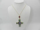 Rachel Rachel Roy Gold-Tone Multicolor Cross Pendant Necklace, 28 + 2 Extender
