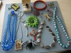 NICE LOT OF  COLORFUL  ASSORTED VINTAGE COSTUME JEWELRY/A FEW SIGNED