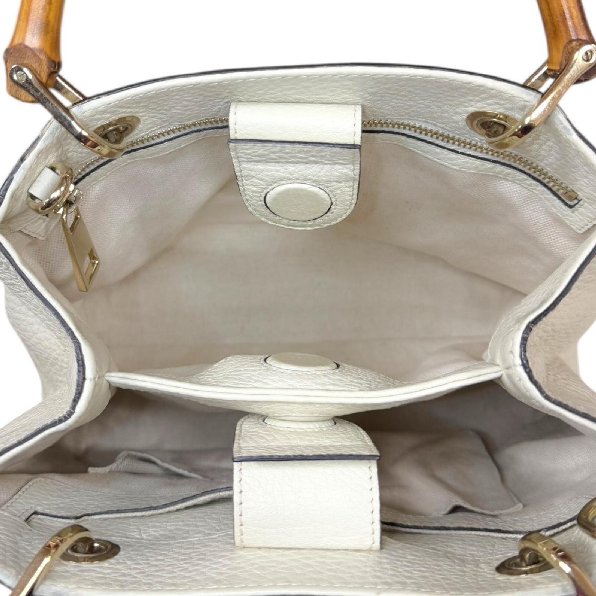 Gucci Bamboo Shoulder Bag Leather 336032 White Women s GUCCI Used From Japan thumbnail 6