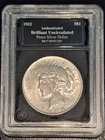 1922 PEACE DOLLAR, 90% Silver, Brilliant Uncirculated, in Bradford Exchange Slab