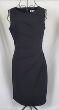 calvin klein women's size 4 black ruched cocktail party evening formal dress