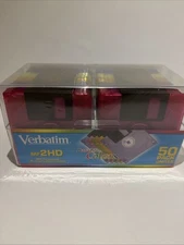 Colorful Floppy Disks Verbatim DataLife 50 Pack Storage Case MF 2HD Sealed NOS