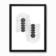 Black mid century modern Art Print Framed Wall Art Poster Canvas Print Picture