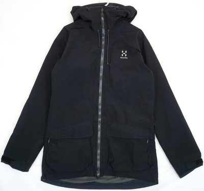 HAGLÖFS GORE-TEX ブラックジャケット S Haglofs Ridge Full Zip Black Hooded Gore Tex Rain Jacket Men's M