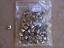 100 Pcs Silver Square Nail Head Studs #40 Raised Center Point Crafts 3/8" NIB