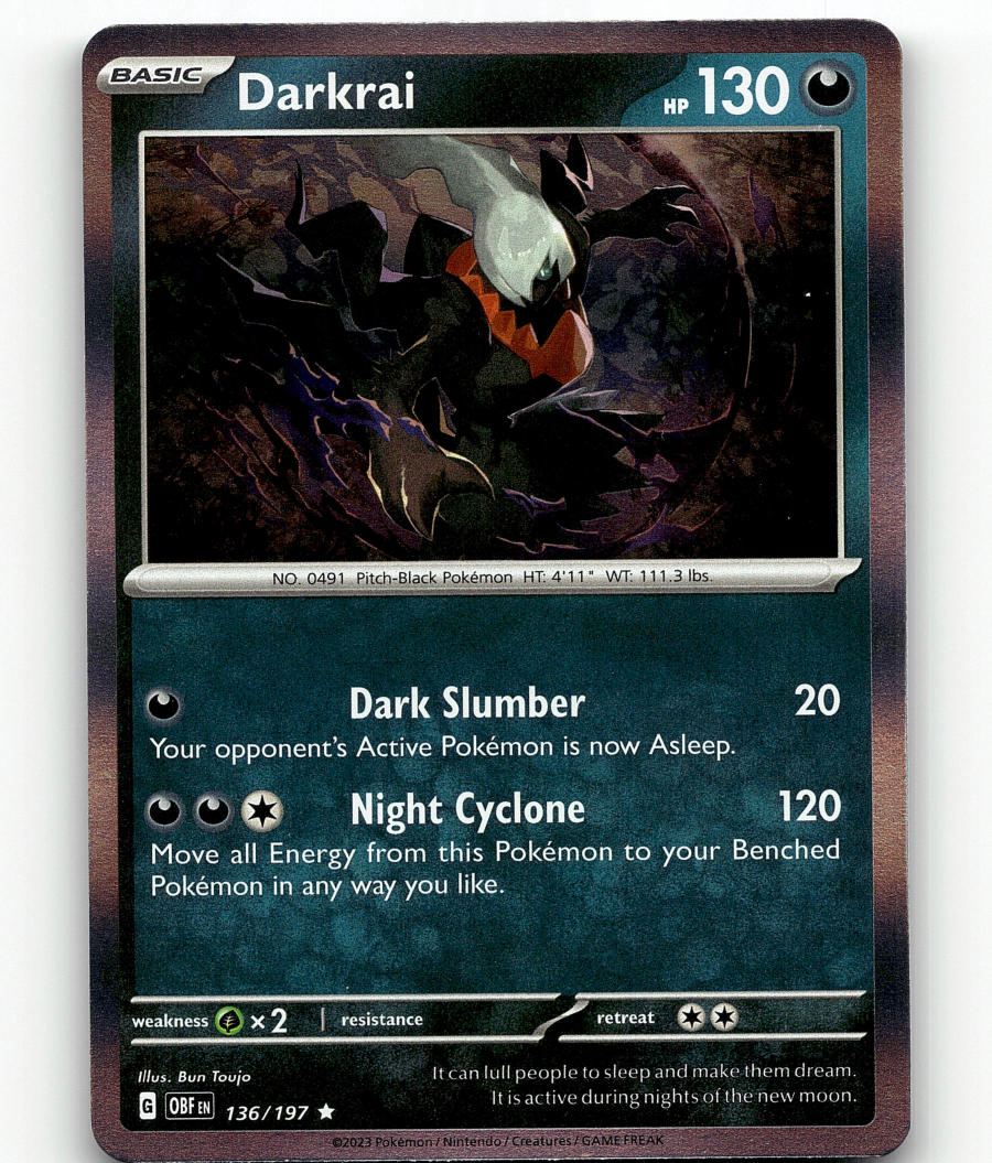 darkrai pokemon card value 136 197 Darkrai 136/197 Holo Obsidian Flames Pokemon
