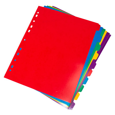 5 Pack x 10 Part Strong 230gsm Card Extra Wide Subject Dividers A4 ...