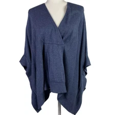 Marla Wynne Blue Kaftan Poncho Oversized Sweater Top Size XXS