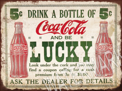 Coca Cola 5 cent High Quality Metal Magnet 3 x 4 inches 9378