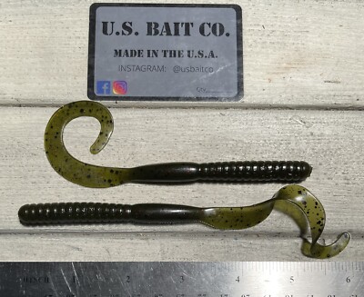 6” Ribbon Tail Worm lot of 25 Color Green Pumpkin Red Flake Bass