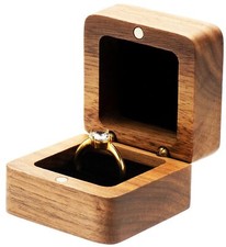Walnut Wood Engagement Ring Box Jewelry Storage Box for Proposal Birthday Bl...