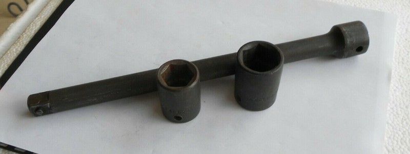Vintage Armstrong Armaloy PD 1/2" Drive 10" Extension + 2 Sockets 3/4" & 7/8" 