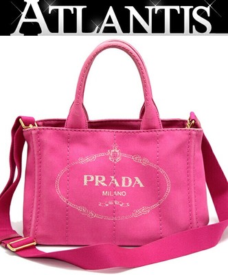 【美品】PRADA　プラダ　カナパ　キャンバストート　ピンク 美品】PRADA プラダガナパトートバッグピンク