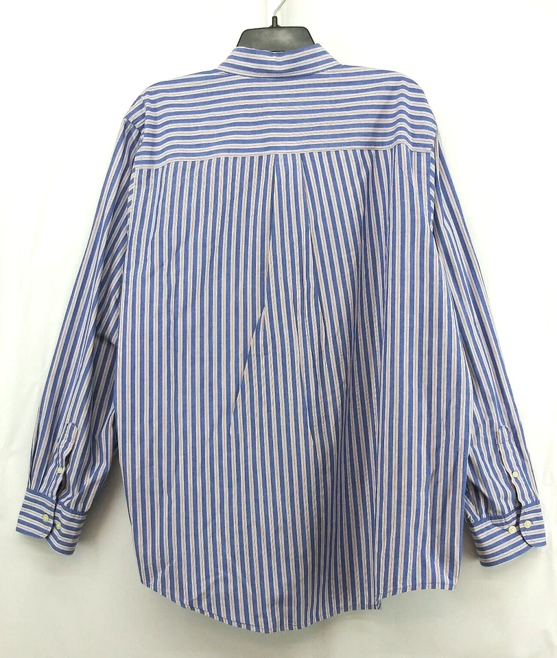 Camisa social masculina Cherokee tamanho XL azul laranja listrada colarinho com botões - Imagem 2 de 4