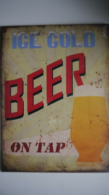 Ice Cold Beer on Tap - Vintage Bild Retro  - 40 x 30 cm - NEU