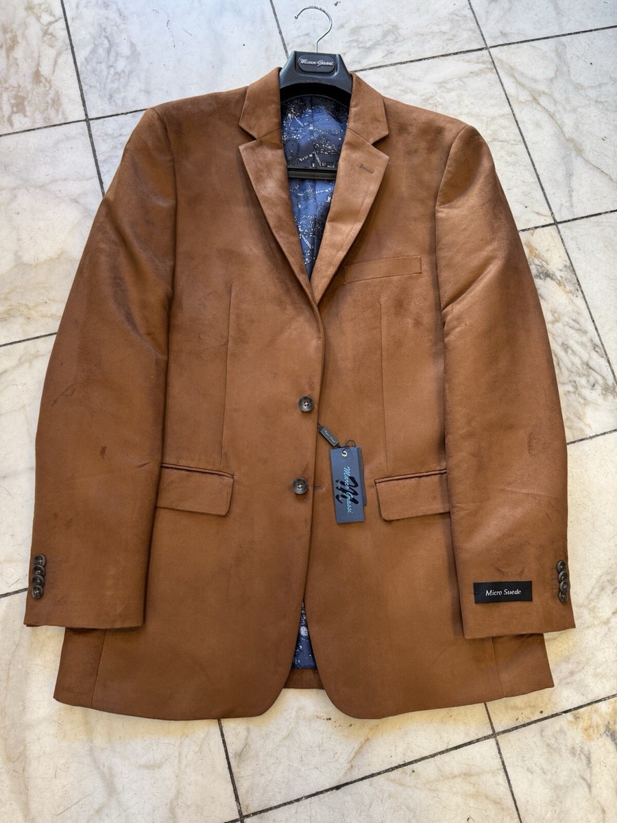 NWT Marco Grassi Classic Men's Sport Jacket Tan Color Micro Suede Size 48L