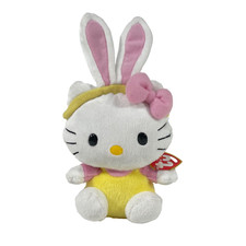 TY Hello Kitty Beanie Babies EASTER BUNNY PINK YELLOW Plush 6" 2010 w/Tag 2