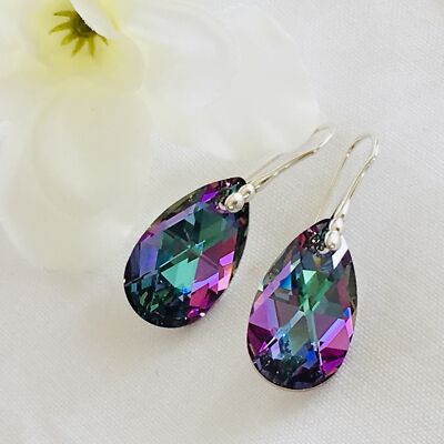 Orecchini A Goccia Con Cristalli Blu E Perline Avorio - Gioielli - Foto 12