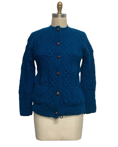 Vintage 50s 60s Rockabilly Womens XS Cowichan Wool Striped Diamond