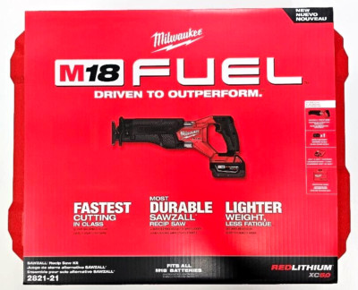 NEW Milwaukee Kit FUEL 2821-21 Reciprocating Saw Sawzall, Battery, Case M18 18V