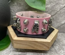 Punk Goth Bracelet Black Leather Spike Rivet Metal Studded Wristband B3174