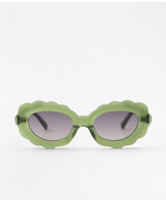 Zara Acetate Scalloped Sunglasses Green NWT 2727/013