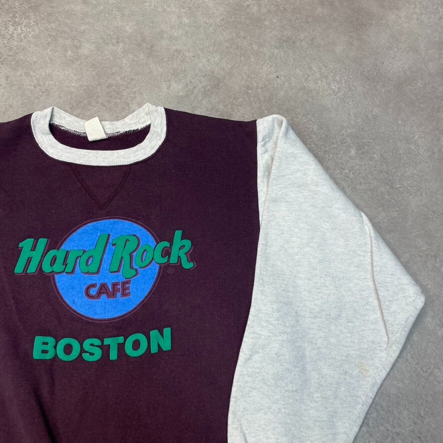 Hard Rock Cafe Sweatshirt Mens USA 90s Boston Vintage Jumper, Grey Red, Small image 2
