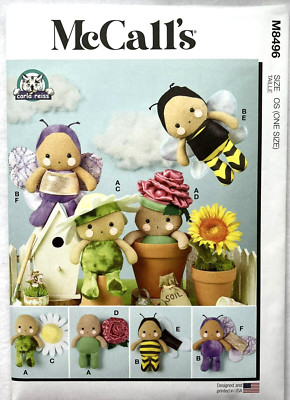 McCall's Pattern M8496  9'' Plush Dolls & Accessories