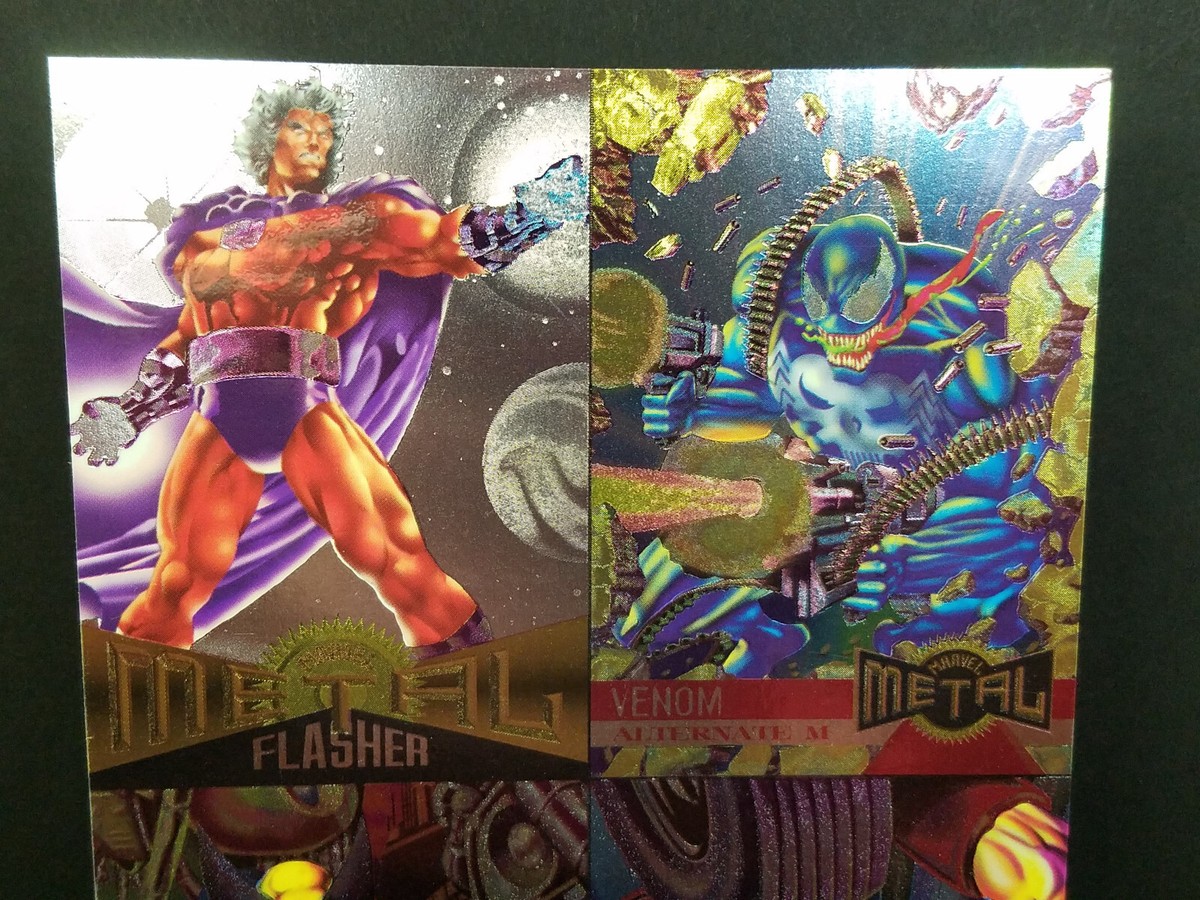 1995 Fleer Marvel Metal 4-Card Promo Panel Magneto, Venom
