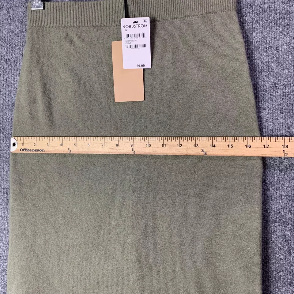 NEW $69 Halogen Nordstrom Olive Knit Pencil Skirt Soft Stretch Small Petite - Image 4 of 4