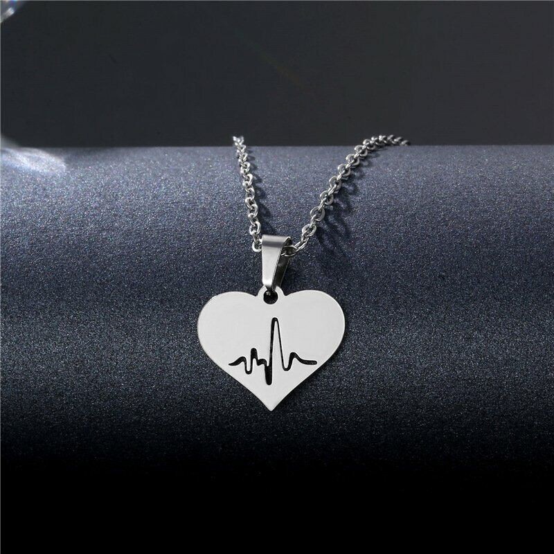 Stainless Steel Heartbeat Necklace for Family Love Couple Sister Mom ECG Inspired Jewelry