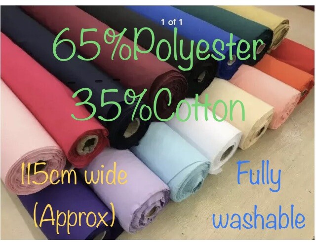 POLY COTTON Fabric, plain colours Craft Material, Dress fabric, washable |  eBay