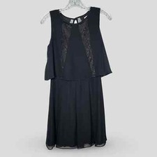 BCBGeneration Sleeveless Black Flounce Dress Open Back Lace Size 4