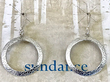 NWT 68 Sundance Sterling Silver Hoop Stamped Lightweight 1.5" Dangle Earrings
