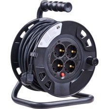 Kabeltrommel 25 m mit 4-fach Schukostecker 3G x 1,5 mm² Schutzkontaktsteckdosen