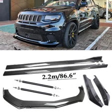 Carbon Fiber Front Bumper Lip Spoiler & Side Skirt For Jeep Grand Cherokee SRT