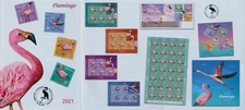 Romania 2021 Birds, Flamingos, Pink Flamingo, Andean Flamingo Mi.7907-10 A, Block 876