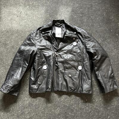 Zara Women's Faux Leather Biker Jacket, Black, Large
