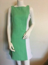 Ann Taylor LOFT Colorblock (Green with White Stripe) Sleeveless Large Dress NWT