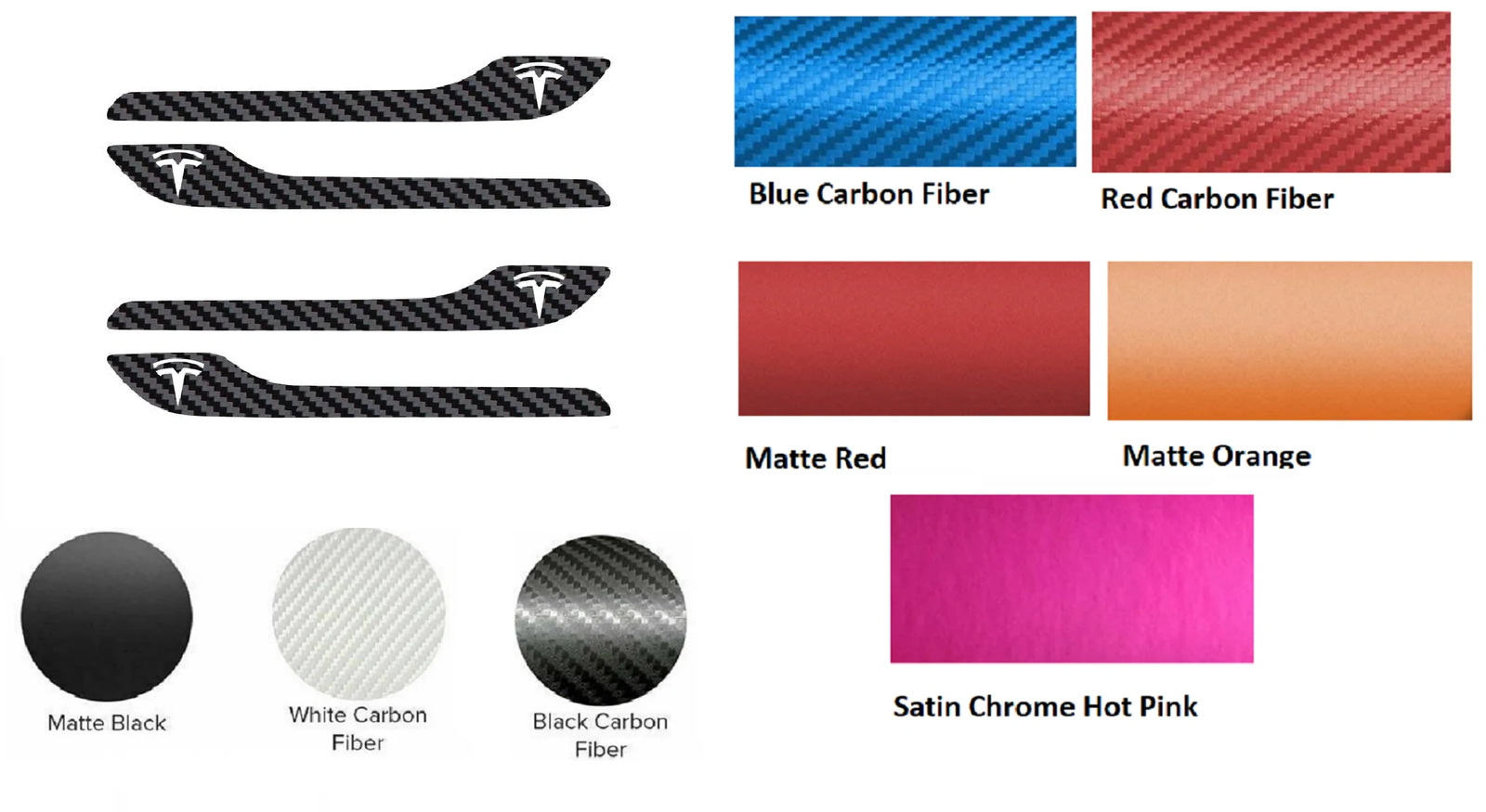 Tesla Model 3 Door Handle Vinyl Wrap W/ Logo, 4pc Set, 20172023 eBay