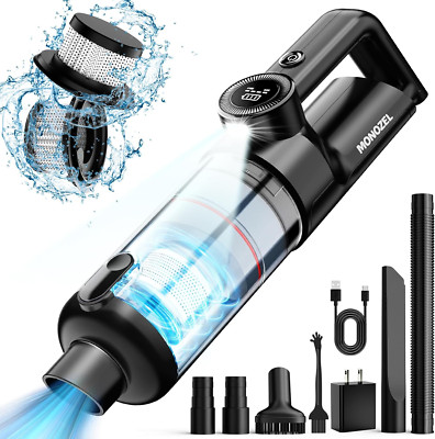 Cordless Car Vacuum with Brushless Motor, with LED Light, Type C Cable and Charg