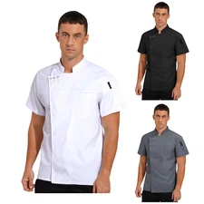 Unisex Men Women Coat Lightweight Jacket Casual Tops Stand Collar Work Apparel