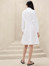 NWT Banana Republic Pleated Knee Length Shirtdress White Sz 8