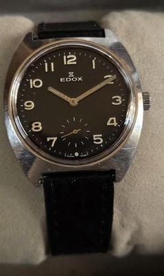Vintage Armbanduhr Edox in Edelstahl   Handaufzug   Cal. Unitas 6325