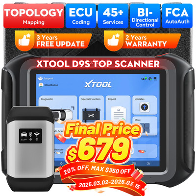 2026 XTOOL D9S Auto Diagnostic Tool Scanner FCA Topology Mapping Key Programmer