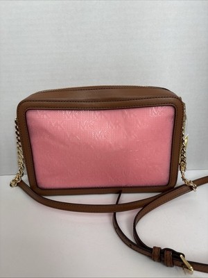 MICHAEL KORS JET SET LG Flexi Plastic East West Crossbody Geranium Pink/Gold